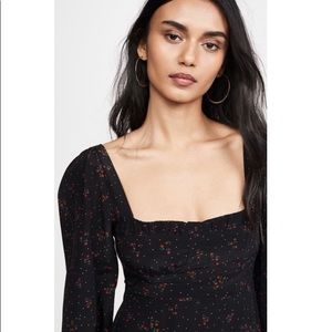 Free People Iris Floral Long Sleeve Midi Red Dress